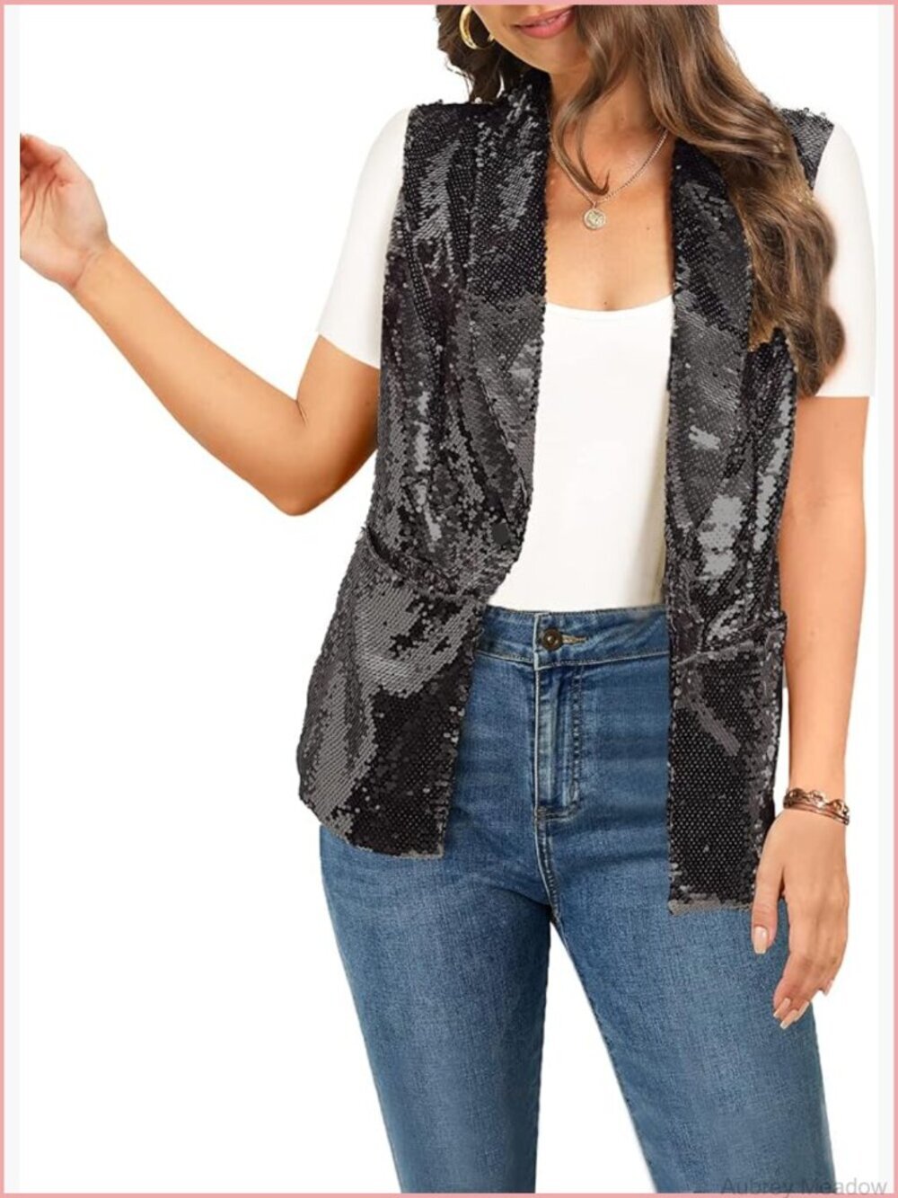 Sequins Blazer Long Sleeve Sparkle Open Front Shawl Collar Cardigan Suit Jacket